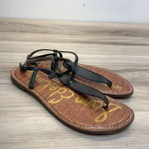 Sam Edelman Gigi Women's Black Leather Thong T Strap Sandal Size 8.5 M